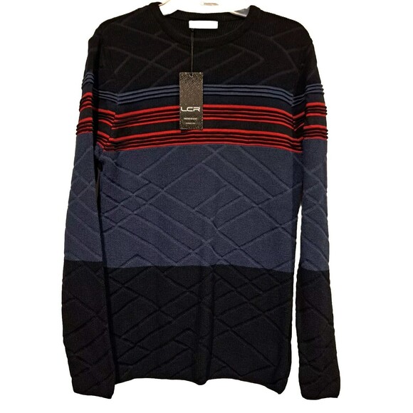 LCR Black Edition 2765-A Navy Blue Pullover Sweater Textured Ribbed Mens Size XL - Picture 1 of 10